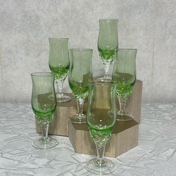 Set of 6 Handblown glass cordial aperitif glasses mcm - Picture 6 of 12